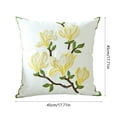 thumbnail image 6 of Yooshoverk Farmhouse Embroidered Pillow Cover 17.7x17.7in | Floral Cotton Polyester Throw Pillow Case for Sofa & Living Room Decor | Rustic 3D Botanical Cushion Cover with Plush Filling, 6 of 6