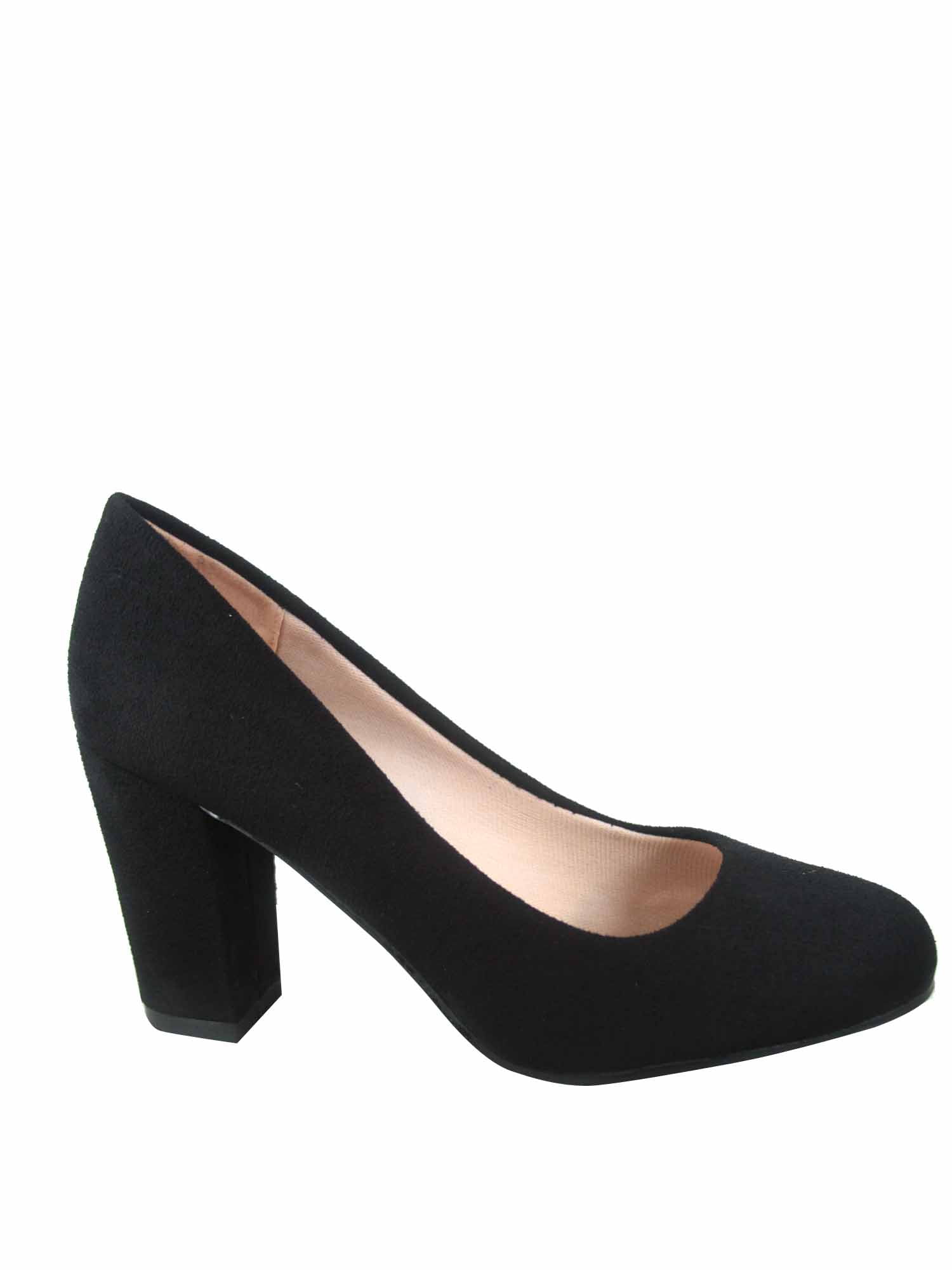Songful-3 Women's Round Toe High Chunky Heel Dress Classic Pumps Shoes -  Walmart.com