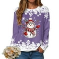 thumbnail image 5 of idosla Christmas Sweatshirt for Women Snowman Graphic Crewneck Long Sleeve Shirt Xmas Holiday Party Pullover Sweater Tops (Purple, L), 5 of 9