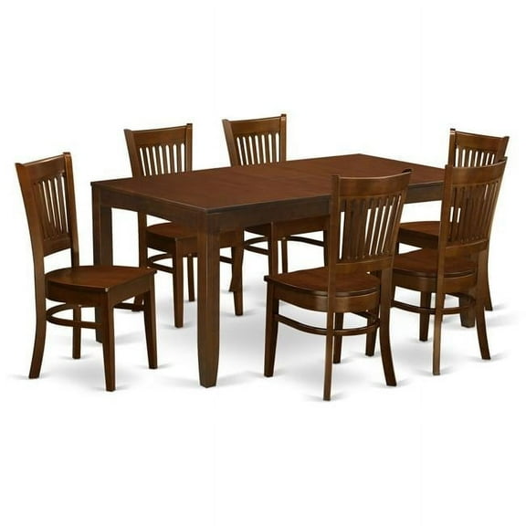 Lynfield Table with One Leaf & Six Solid Wood Chairs, Espresso - 12 in. - 7 Piece