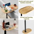 thumbnail image 6 of Bamboo Tray Table for Couch Arm, Side Table with 360° Rotating Holder, Height Adjustable Bamboo Narrow Side Table Sofa Table Bed Tray, 6 of 7
