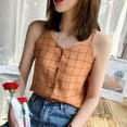 thumbnail image 4 of KOOYET Women Sleeveless Button Beach Casual Tank Vest Female Strap Chiffon Women Summer V Neck Plaid, 4 of 6