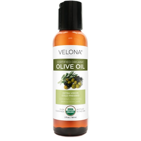 Velona USDA Certified Organic Olive Oil - 2 oz | 100% Pure and Natural Carrier Oil | Extra Virgin, Unrefined, Cold Pressed | Cooking, Dressing, Face, Hair, Body & Skin Care | Use Today - Enjoy Results
