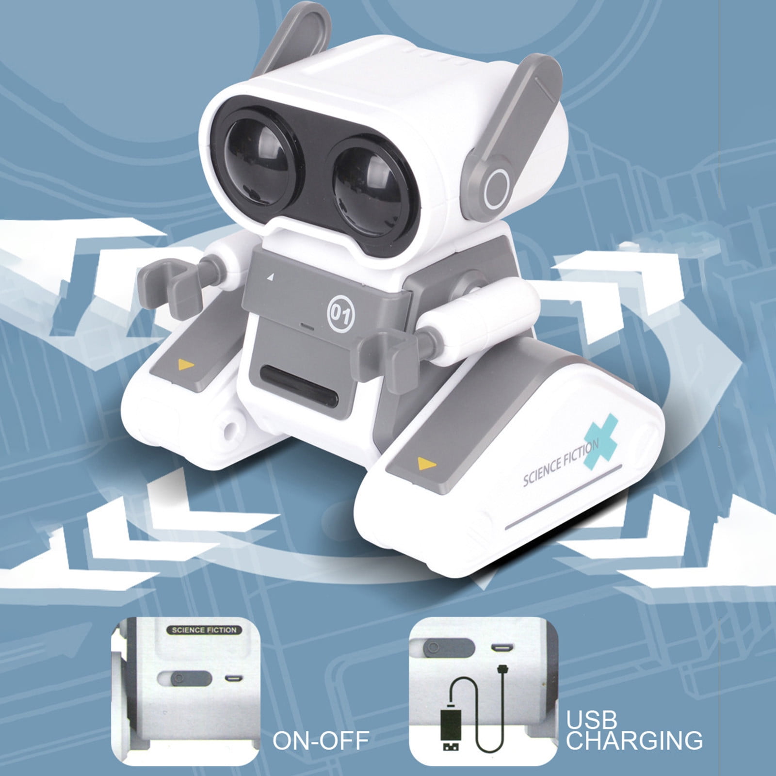 Rechargeable RC Robot Remote Toy,Intelligent 2.4G Control Robot Toy,Walking Dancing Music Light Toy, Educational Interactive Robot Toy,Hand Eye Coordination Development Toy,USB Charging Robot Toy