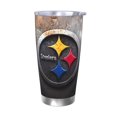 thumbnail image 1 of Taza térmica duradera de acero inoxidable 304 con tapa y pajita con temática del equipo de fútbol de los Steelers Taza térmica de acero inoxidable de 20 oz Taza para automóvil Adecuada para bebidas, 1 of 8