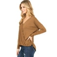 thumbnail image 2 of Double Zero Women's Long Sleeve Surplice V-Neck Blouse  (Brown Sugar, Medium), 2 of 3
