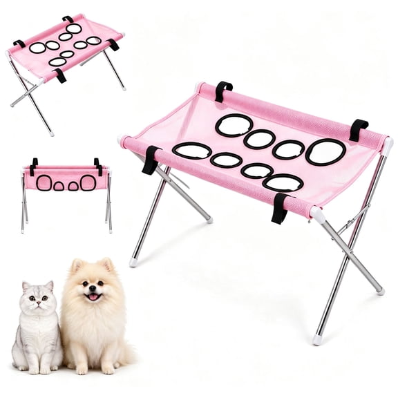 Dog Bath Hammock with Stand, Foldable Pet Grooming Hammock for Small Medium Cats Dogs, Shower Bathing Station for Nail Clipping Washing Brushing