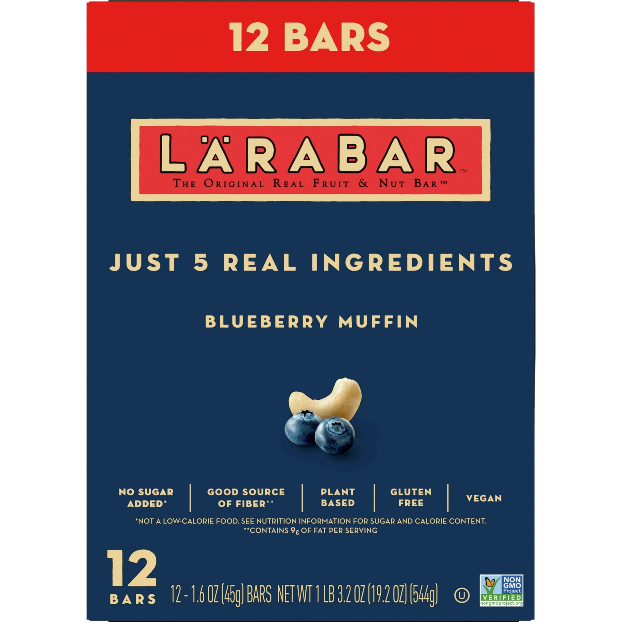 Larabar Blueberry Muffin, Gluten Free Vegan Fruit & Nut Bars, 1.6 oz, 12 ct ( 2 Pack )