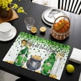 thumbnail image 3 of St. Patrick's Day Placemats Set of 4, Green Gnomes Spring Lucky Shamrocks Placemats for Dining Table, Place Mats for Kitchen Tabletop, Waterproof Wipeable Dining Table Mats Set, 3 of 9