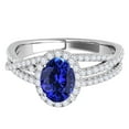 thumbnail image 2 of Aonejewelry 1.15 Ct. Ttw Halo Diamond and Oval Shape Tanzanite Ring In 10k White Gold, 2 of 4