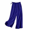 thumbnail image 2 of Seductiva Women's Wide Leg Pants Women's Cotton Linen Pants Summer High Waisted Palazzo Pants Wide Leg Drawstring Elastic Waist Loose Comfy Trousers Beach Pants Loose Fit, 2 of 2