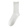 thumbnail image 3 of Women Mid Tube Cotton Socks Versatile Trendy Solid Color Casual Athletic Long Socks Daily Footwear Hosiery White, 3 of 3