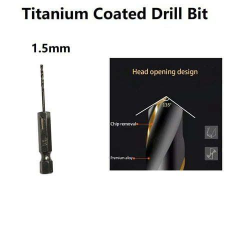 

BCLONG 1PC HSS High Speed Steel Titanium Coated Drill Bit Set 1/4 Hex Shank 1.5-6.5mm
