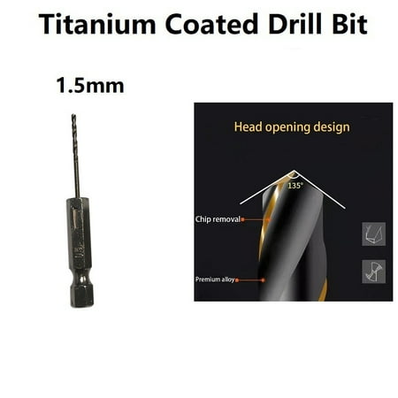 

1PC HSS High Speed Steel Titanium Coated Drill Bit Set 1/4 Hex Shank 1.5-6.5mm