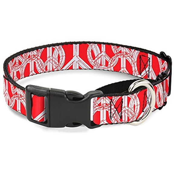 Buckle-Down Peace Sketch Red White Martingale Dog Collar