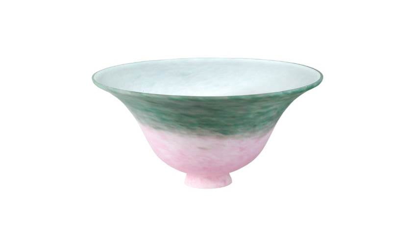 10"W Pink/Green Pate-De-Verre Bell Shade