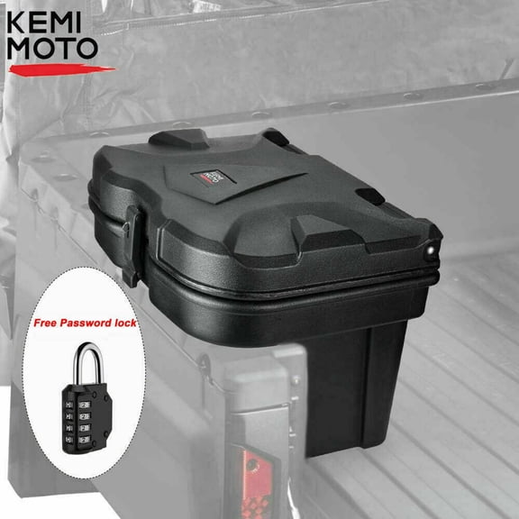 KEMIMOTO Cargo Box Storage Box with Combination Lock Waterproof Bed Box for Polaris Ranger 500 570 900 1000 General 1000 2016-2022 Black