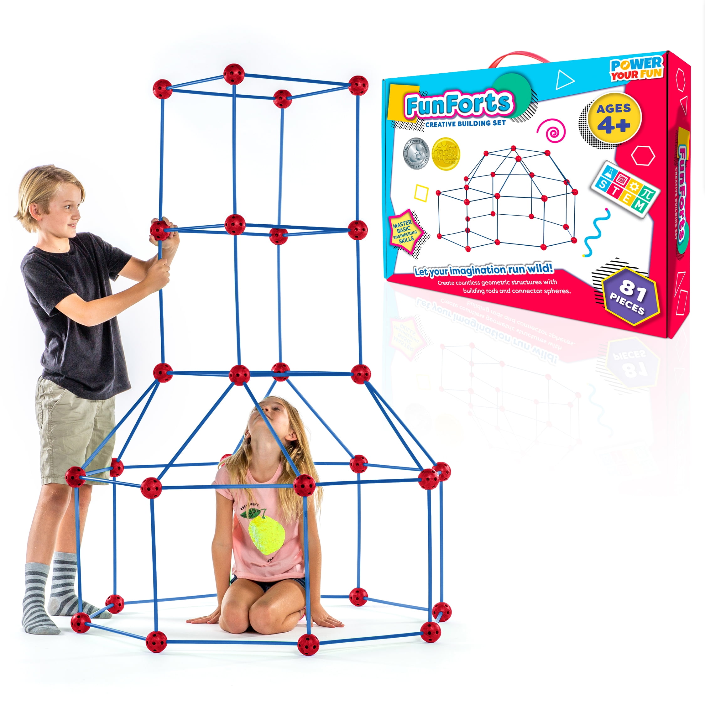 81 Pcs STEM Fort Building Kit for Kids Creative Play Building Fun Forts Toys 