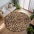 thumbnail image 2 of 7ft Round Rug, Leopard Printed Non-Skid Rubber Backing Large Area Rugs - Living Room Bedroom Home Office, Modern Animals Textured Brown Indoor Floor Mat Carpets Washable Rug, 2 of 9