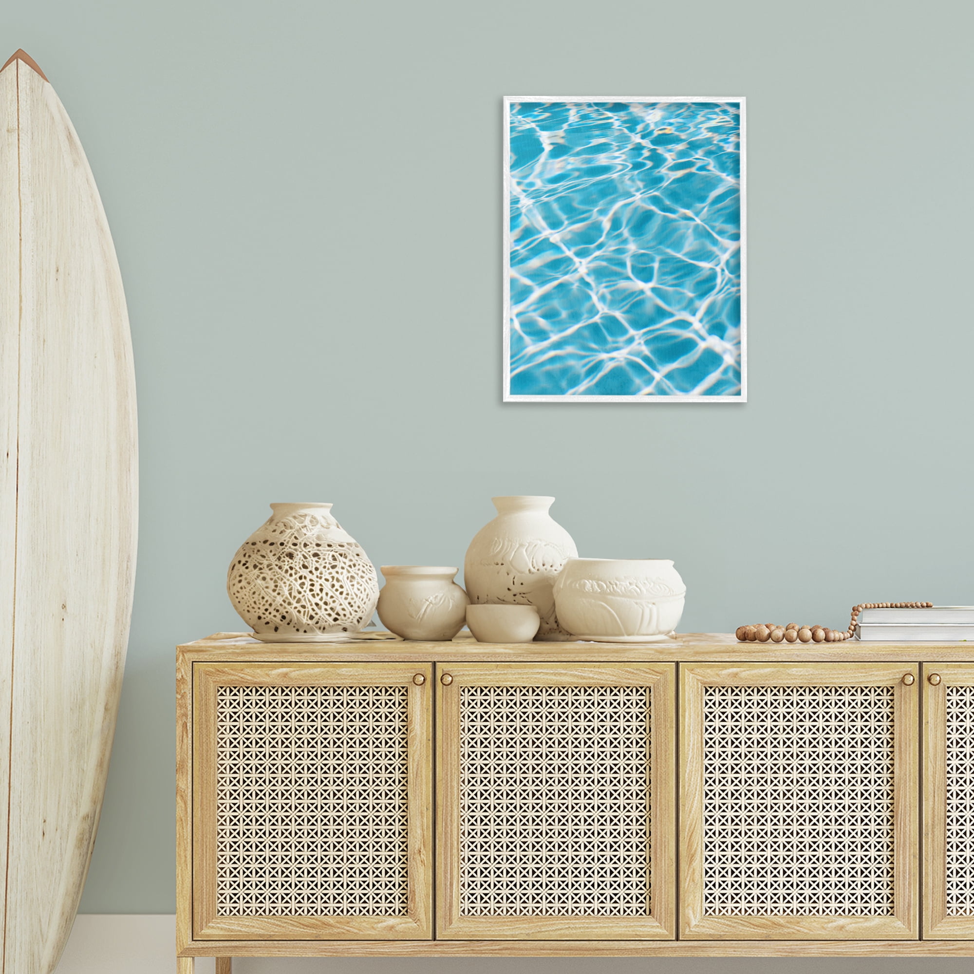 Stupell Industries Summer Water Reflection Abstract Painting White Framed Art Print Wall Art, 24 x 30