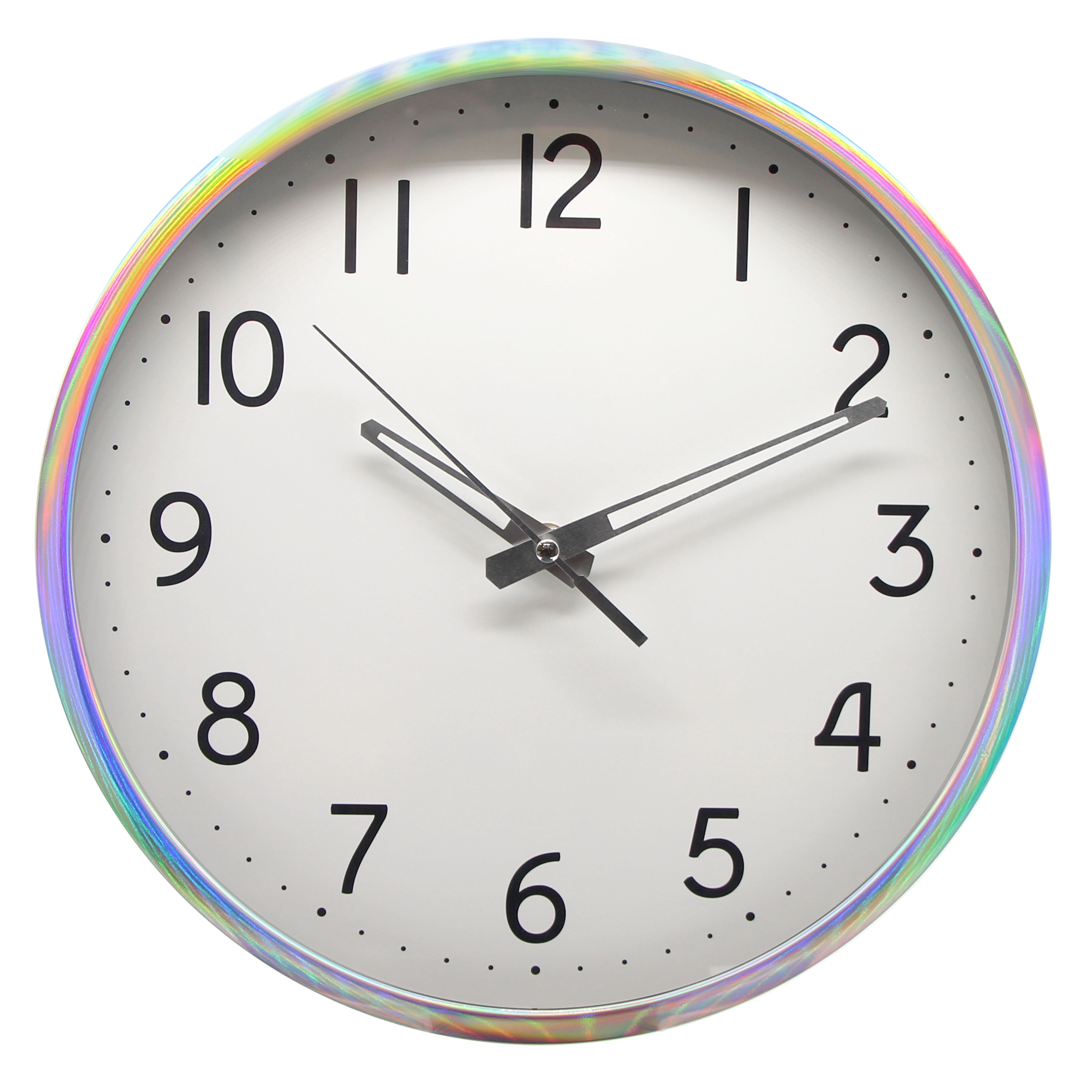 Mainstays 12" Quartz Iridescent Indoor Wall Clock, Easy Read Large Bold Numbers