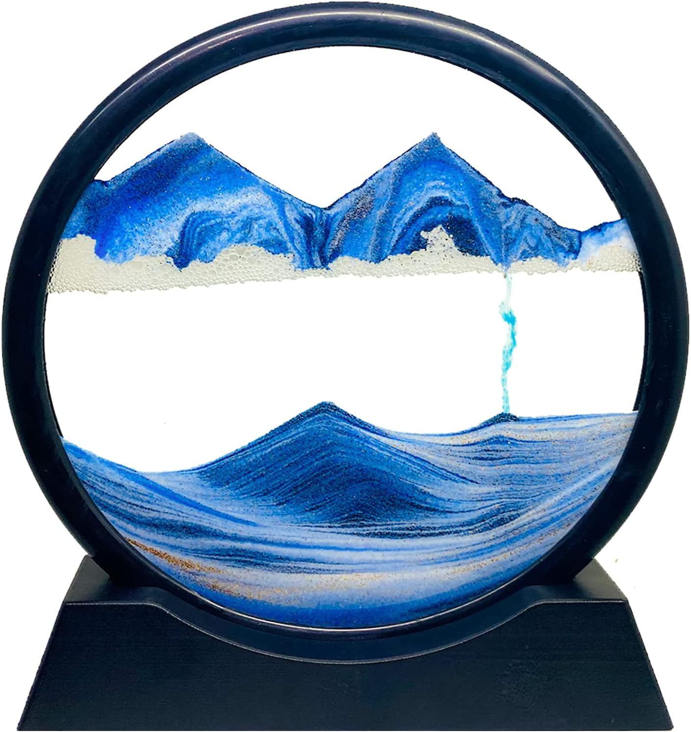 Zbh Moving Sand Art Picture Decor 3d Deep Sea Sandscape Liquid Motion Round Glass Frame