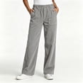 thumbnail image 4 of YHAJDS Corduroy Straight Pants for Women Elastic Waist Daily Casual Long Bottoms With Side Pockets, 4 of 5
