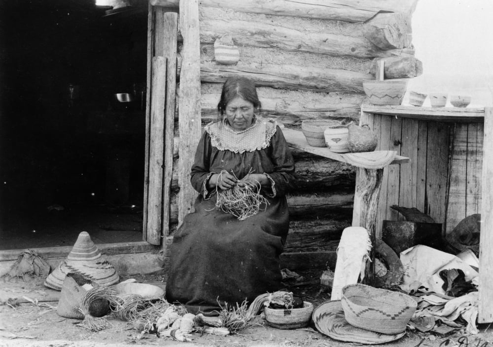 Basket Weaving, C1904. /Na Native American Woman Weaving A Basket