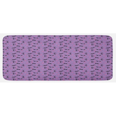 

Cat Kitchen Mat Funky Romantic Pattern with Little Hearts Funny Jumping Black Cat Characters Plush Decorative Kitchen Mat with Non Slip Backing 47 X 19 Lavender Pink Black by Ambesonne