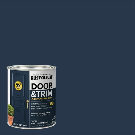 Nantucket Navy, Rust-Oleum Satin Door & Trim Paint- Quart, 1 Pack
