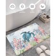 thumbnail image 5 of Shag Bath Rugs Blue Sea Turtle Summer Nautical Coral Plush Soft Fluffy Doormat Floor Carpet,Non-Slip Living Room Bedroom Kitchen Entryway Door Mats Ocean Life Retro Letter, 5 of 6