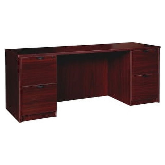 Lorell Prominence 2.0 Mahogany Laminate Double-Pedestal Desk - 2-Drawer 66" x 24" x 29" , 1" Top - 2 x File Drawer(s) - Double Pedestal on Left/Right Side - Band Edge - Material: Particleboard - Finis