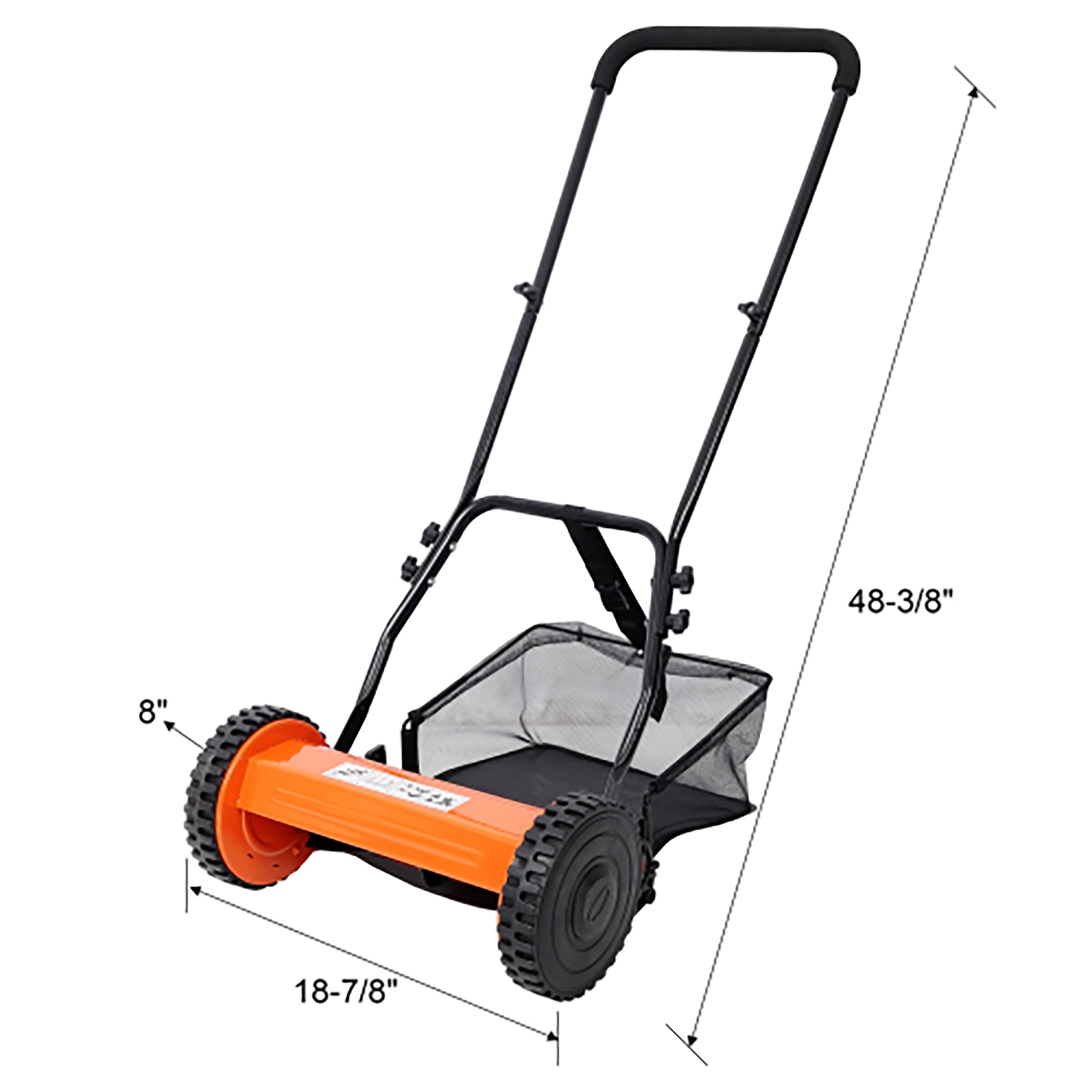 Elleree 14 inch  Push Reel Lawn Mower,5 Blades Manual Push Mower with Bagger for Green Lawns,Driveways,Courtyards,Adjustable Cutting Height