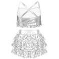 thumbnail image 2 of TTAO Big Girls Two-Pieces Jazz Latin Performance Costume Ballet Dance Dress Crop Top with Skirt Culottes Silver 8, 2 of 3