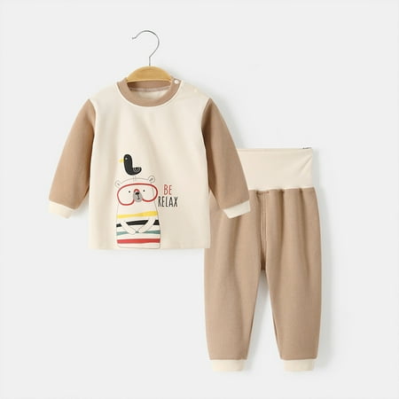 

QWZNDZGR Children s Warm High-Waist Underwear Set Plus Rongde Baby Autumn Clothes And Autumn Pants Set Baby Boys And Girls Pajamas In Winter