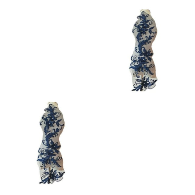 Youkk Add Touch Of Sophistication With Lace Applique Patch Clothing Suitable Wavy blue 2Set