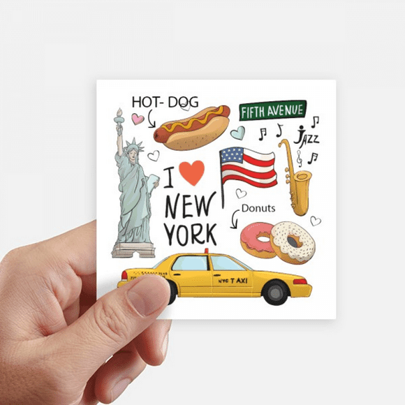 I Love New York Hot Dog Donuts America Texi Autocollant Carré Imperméable Autocollants Papier Peint Voiture Decal