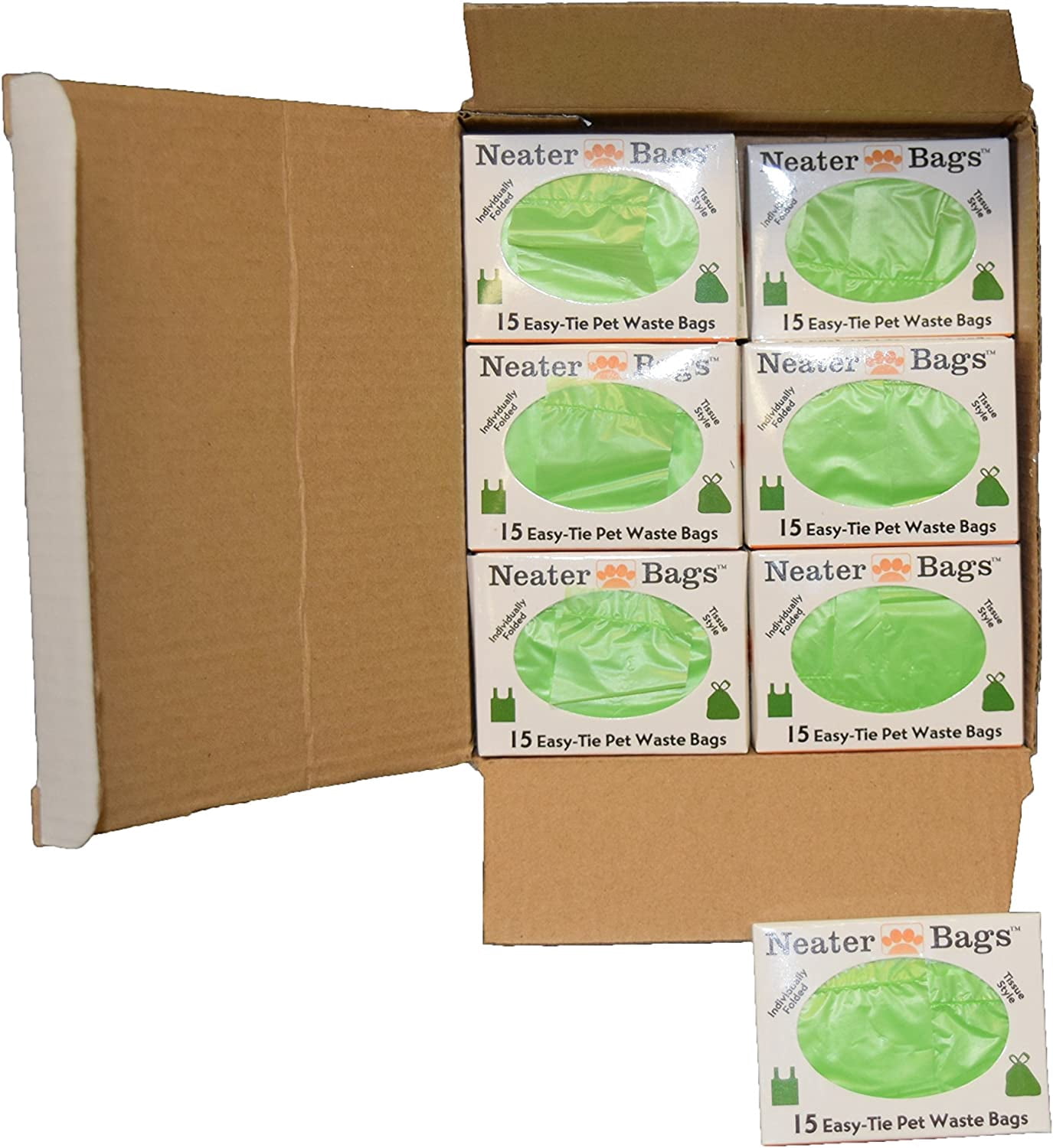 Neater Bags Dog Waste Bag, No Rolls to Fuss With - Dog Poop Bags Dispense One at a Time, Doggie Poop Bag with Easy-Tie Handles (180 Count)