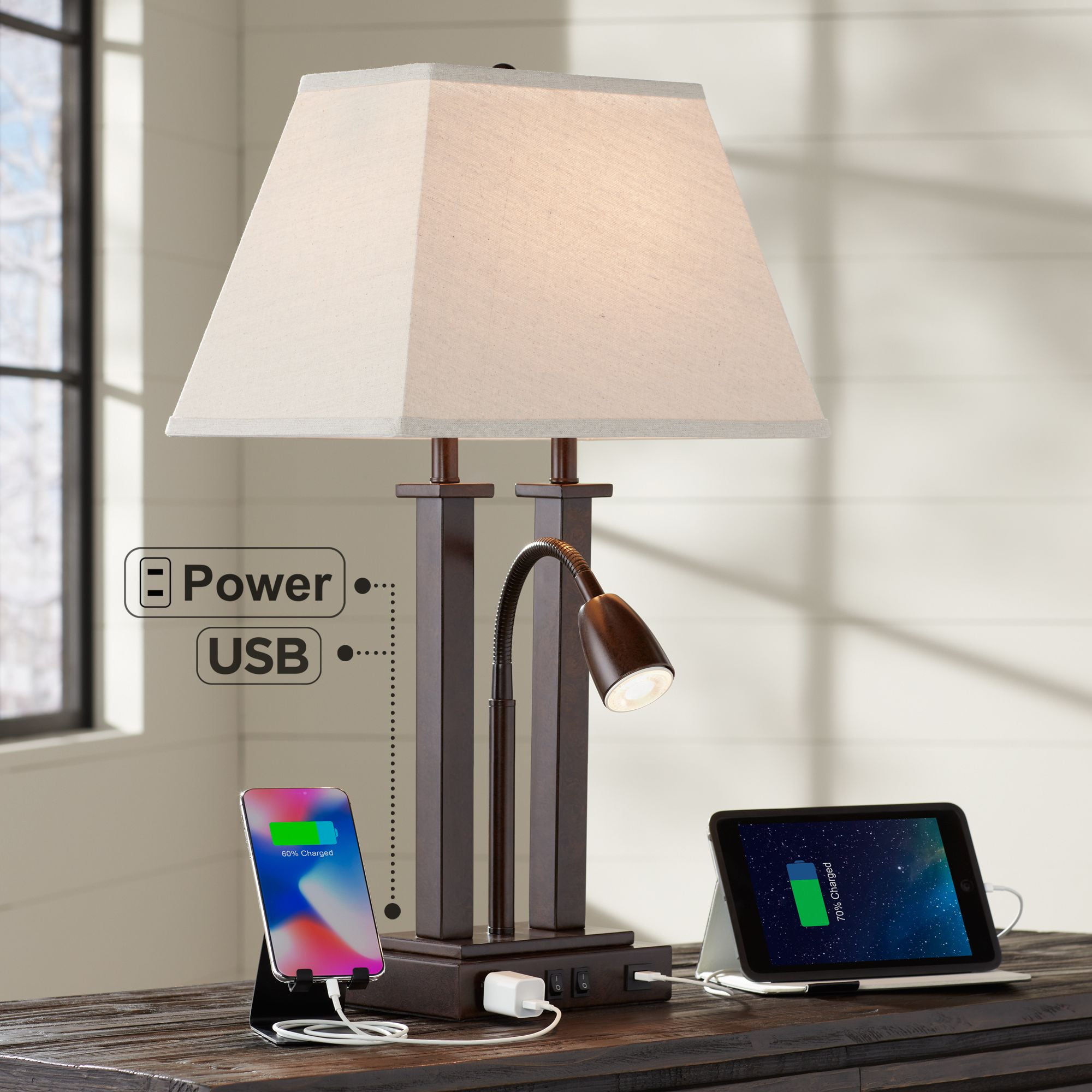 Table Light Lamp Desk USB Led 14 LED Clip Bed Touch Modern Reading Shade 