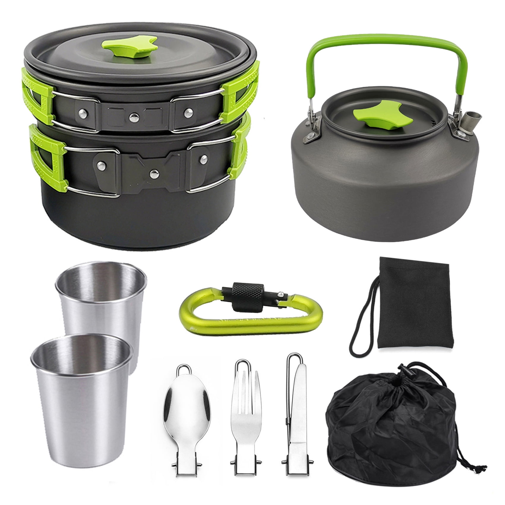 Details about / Outdoor Cook Pots Pans Cooking Portable Hiking Camping Cookwares Equipment Tools