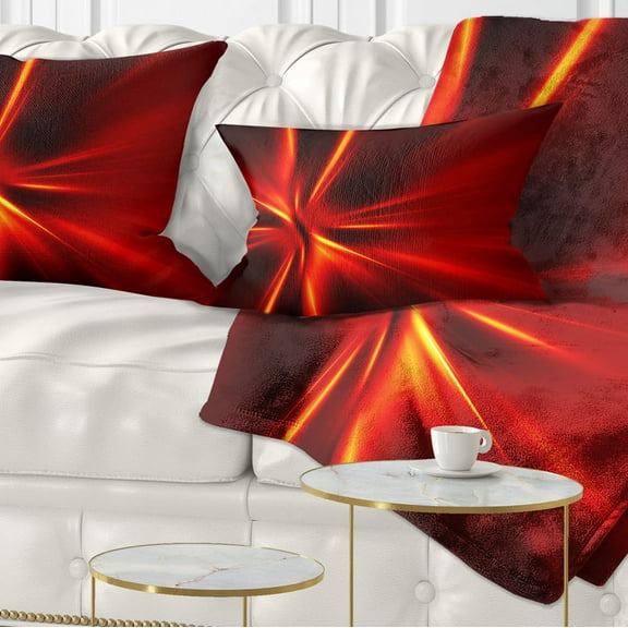 Designart Red and Yellow Rays - Abstract Throw Pillow - 12x20