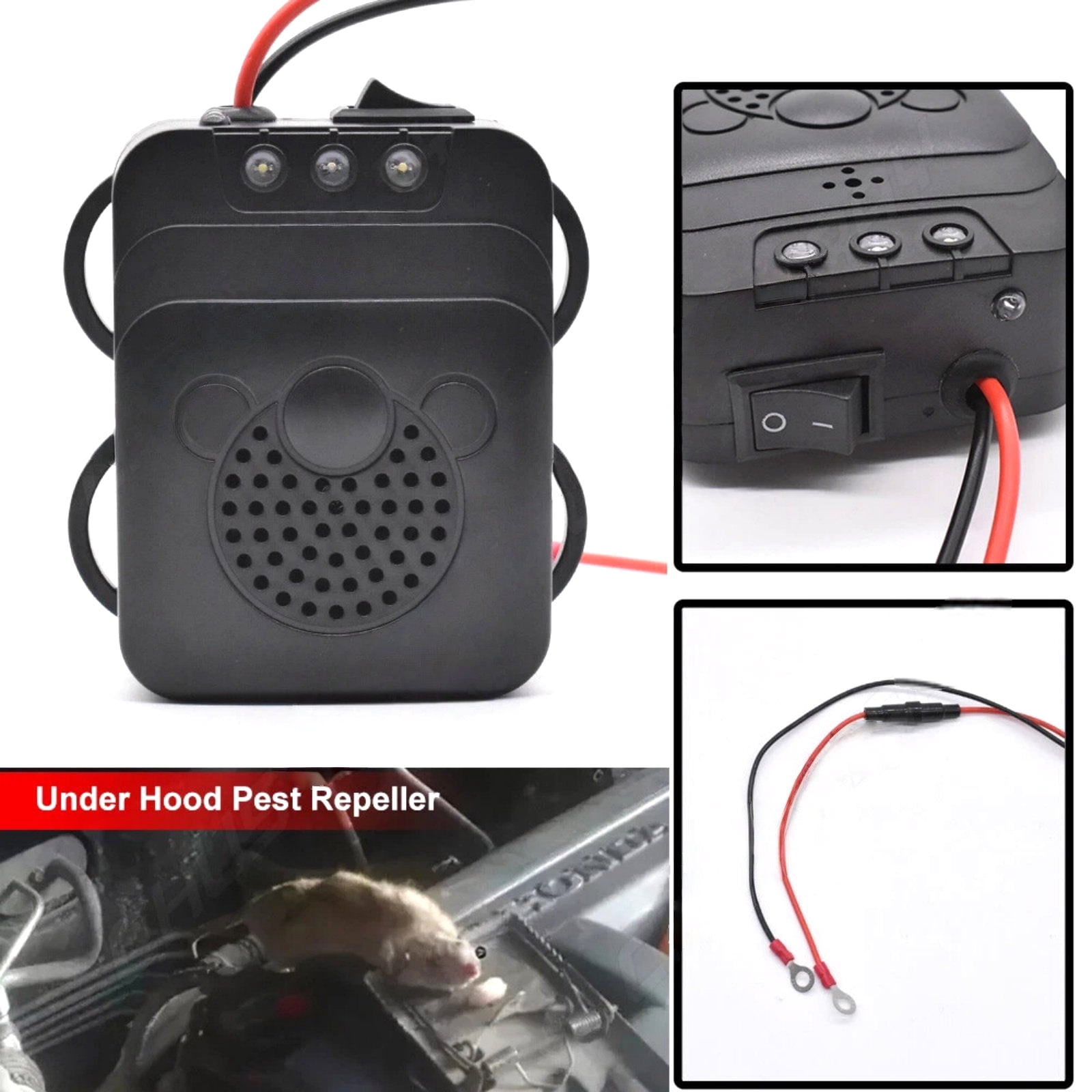 CSYANXING Car Engine Ultrasonic Repeller, DC12V 5mA Standby, For Mice Rats Mole Squirrel Pest Prevention