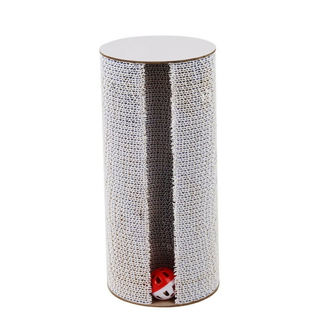 koolsoo Planche à Griffer pour Chat avec Cloche, Poteau à Griffer Portable pour Chatons Blanc