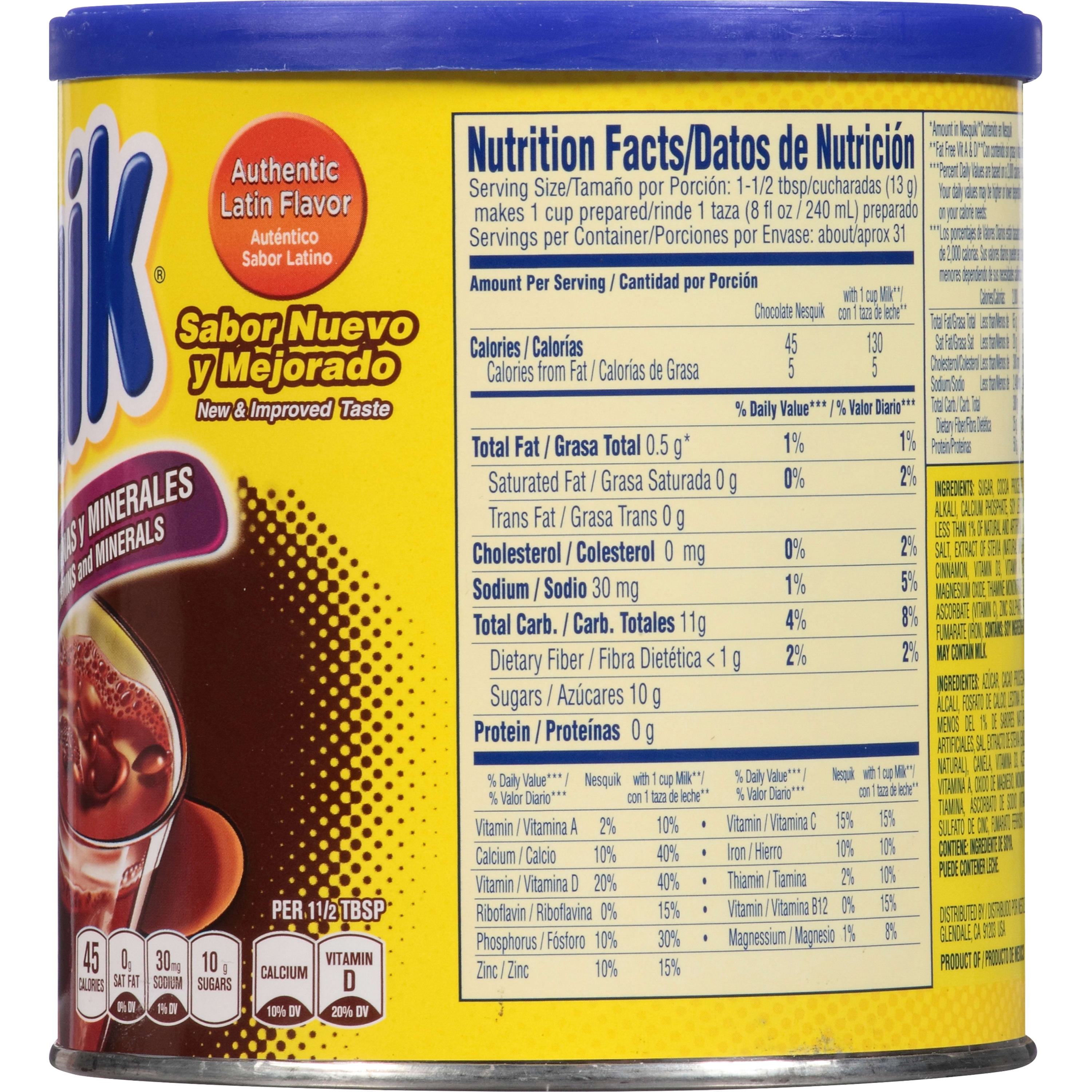 (3 pack) Nestle Nesquik Chocolate Flavor Instant Stir In Powder Mix, 14.1 oz Canister, 31 Servings