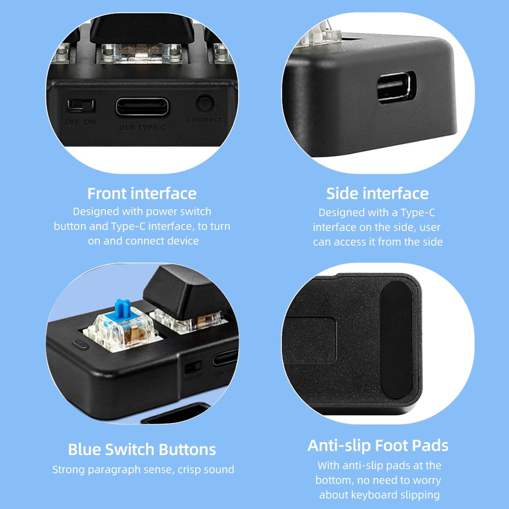 MK321BT 3-key Mini Customized Keyboard With Mechanical Blue Switch USB+BT -mode Connection For Office Game Multimedia White