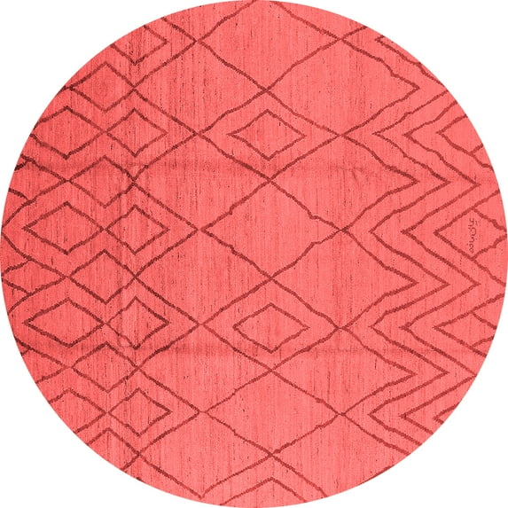 Ahgly Company Indoor Round Solid Red Modern Area Rugs, 7' Round