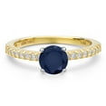 thumbnail image 3 of Gem Stone King 14K Two Tone Gold Blue Sapphire and Lab Grown Diamond Engagement Ring for Women | 1.26 Cttw | Round 6MM | Gemstone September Birthstone | Size 5, 3 of 6