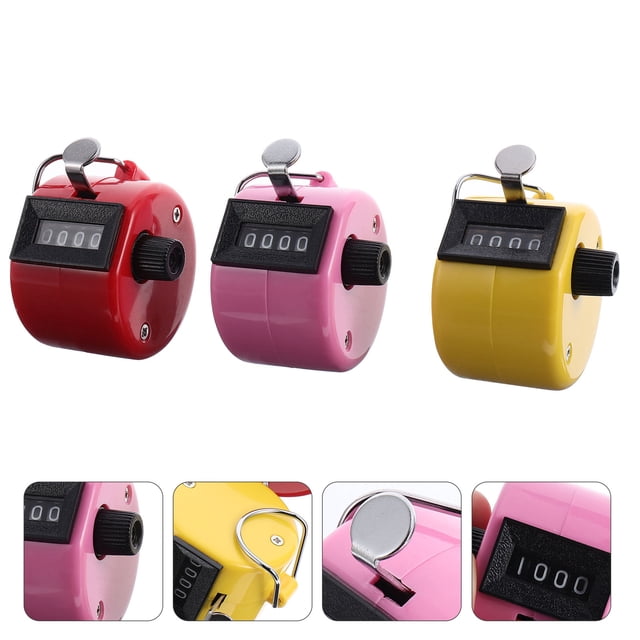 BEADCEST Lot de 3 Compteur à Main en Plastique Couleur Assortie Zéro Clarté Réinitialisation pour Bureau