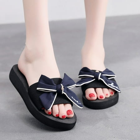 

EQWLJWE Women Girls New Flip Flops Butterfly Flat Beach Slippers Women s Slippers Holiday Clearance