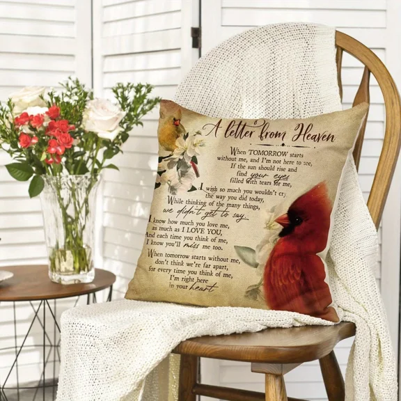 1 Pc Northern Cardinals Daily Life Memorial Sofa Throw Pillow Cover